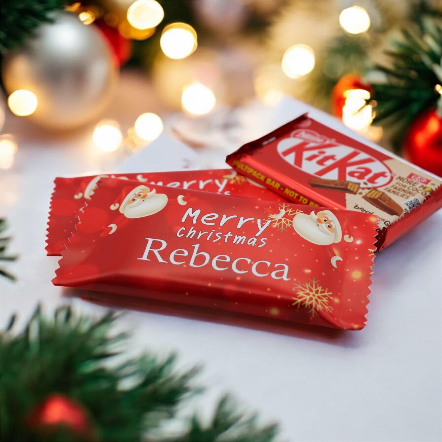 Christmas KitKat Favours Personalised KitKat 4 finger Bars Party Bag Fillers Xmas Gifts - V1 - Personalise4uLtd