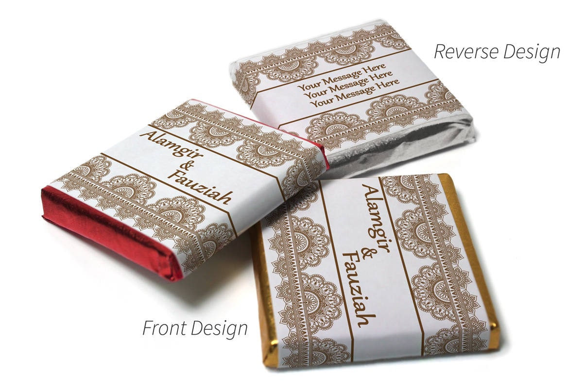 Mehndi / Wedding Chocolates - Personalised Favours - Neapolitan Chocolates - Brown Border