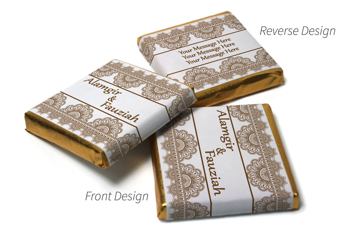Mehndi / Wedding Chocolates - Personalised Favours - Neapolitan Chocolates - Brown Border