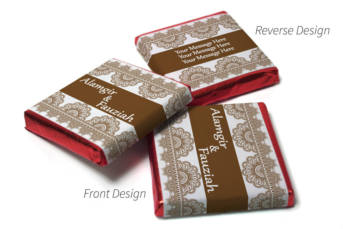 Mehndi / Wedding Chocolates - Personalised Favours - Neapolitan Chocolates - Brown Banner