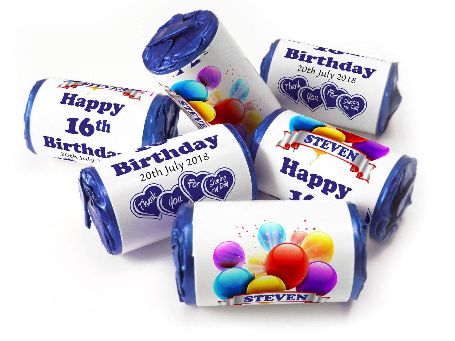 Birthday Sweets - Personalised Favours - Love Heart Sweets with Inner Foil choices - with Age -V0
