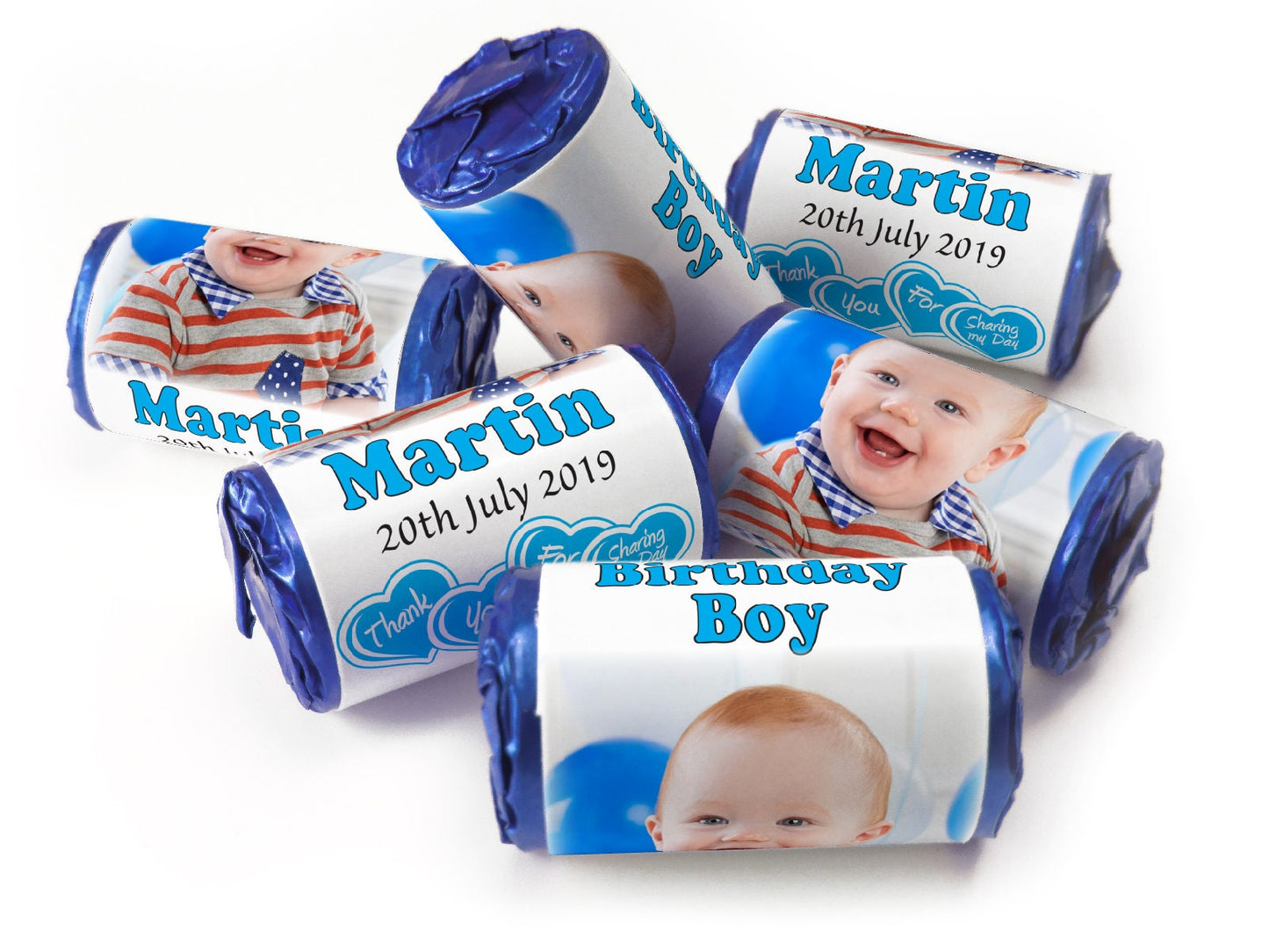 Birthday Gifts - Personalised Favours - Love Heart Sweets with Inner Foil choices - With Image