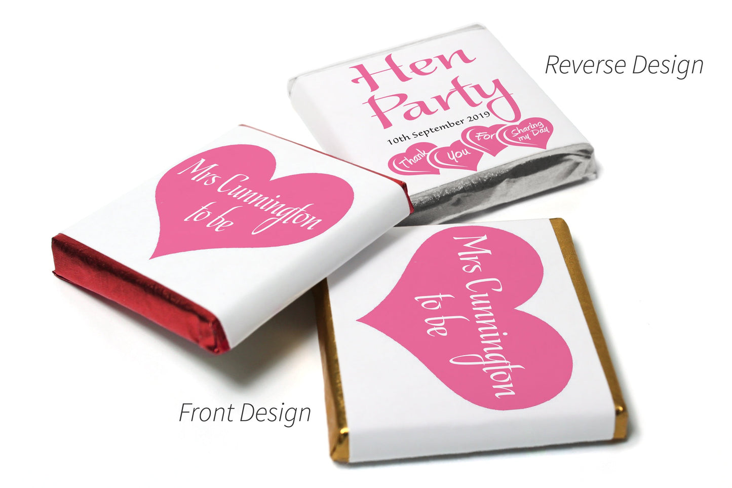 Hen Party Chocolates - Personalised Favours - Neapolitan Chocolates- V1