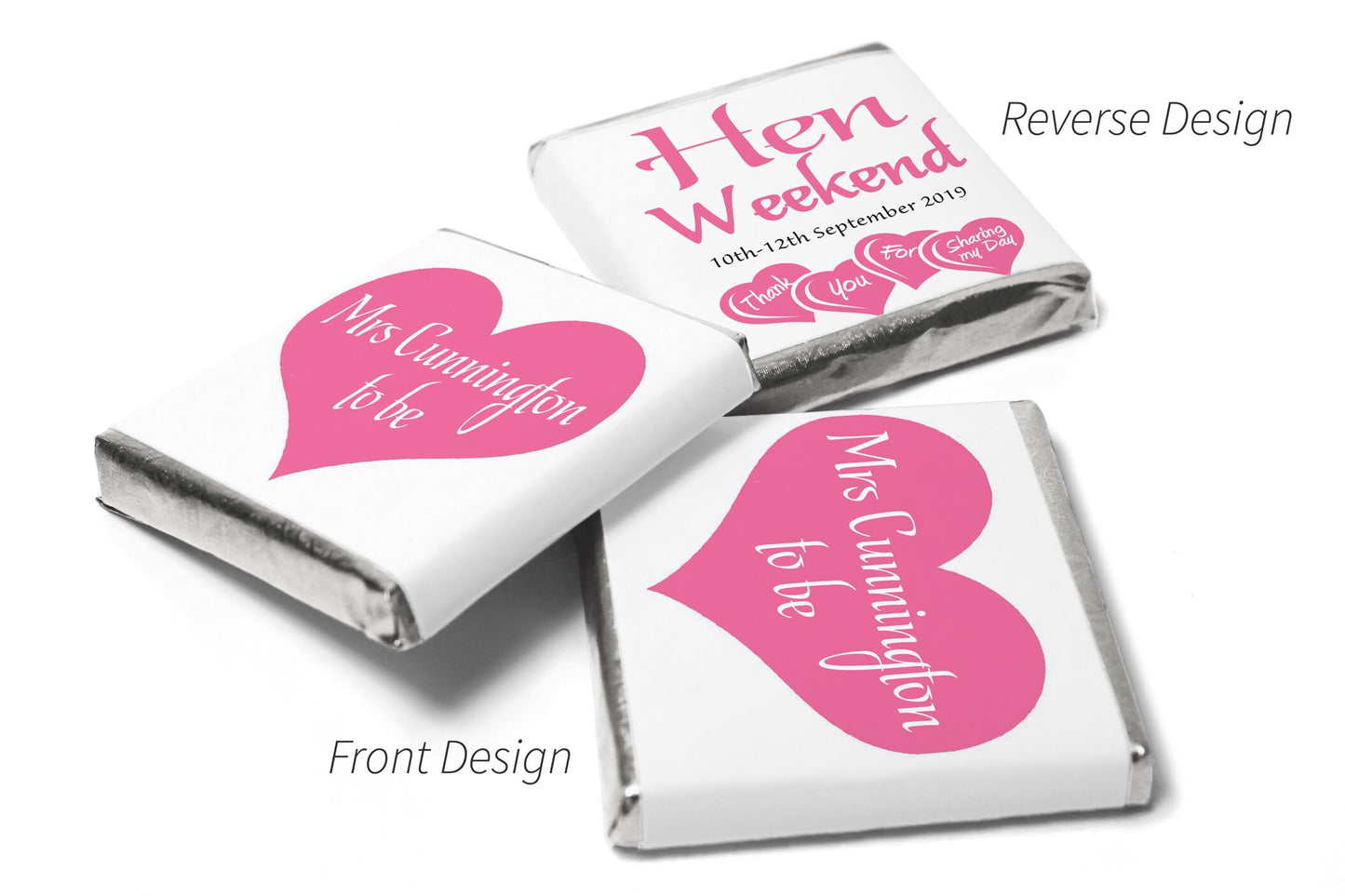 Hen Weekend Chocolates - Personalised Favours - Neapolitan Chocolates- V1