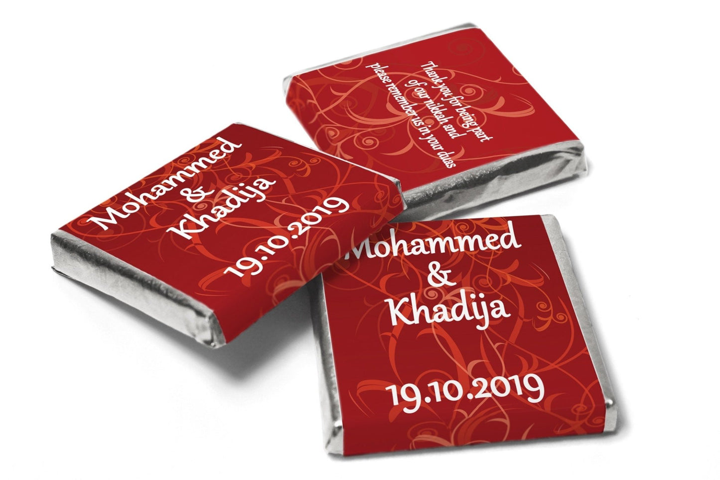 Wedding Chocolates - Personalised Wedding Favours - Neapolitan Chocolates - Red Pattern_V0 - Personalise4uLtd