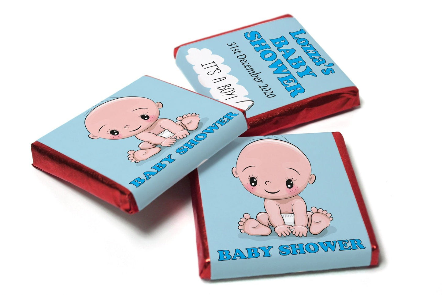 Baby Shower Chocolates - Personalised Favours - Neapolitan Chocolates - Boy V3 - Personalise4uLtd
