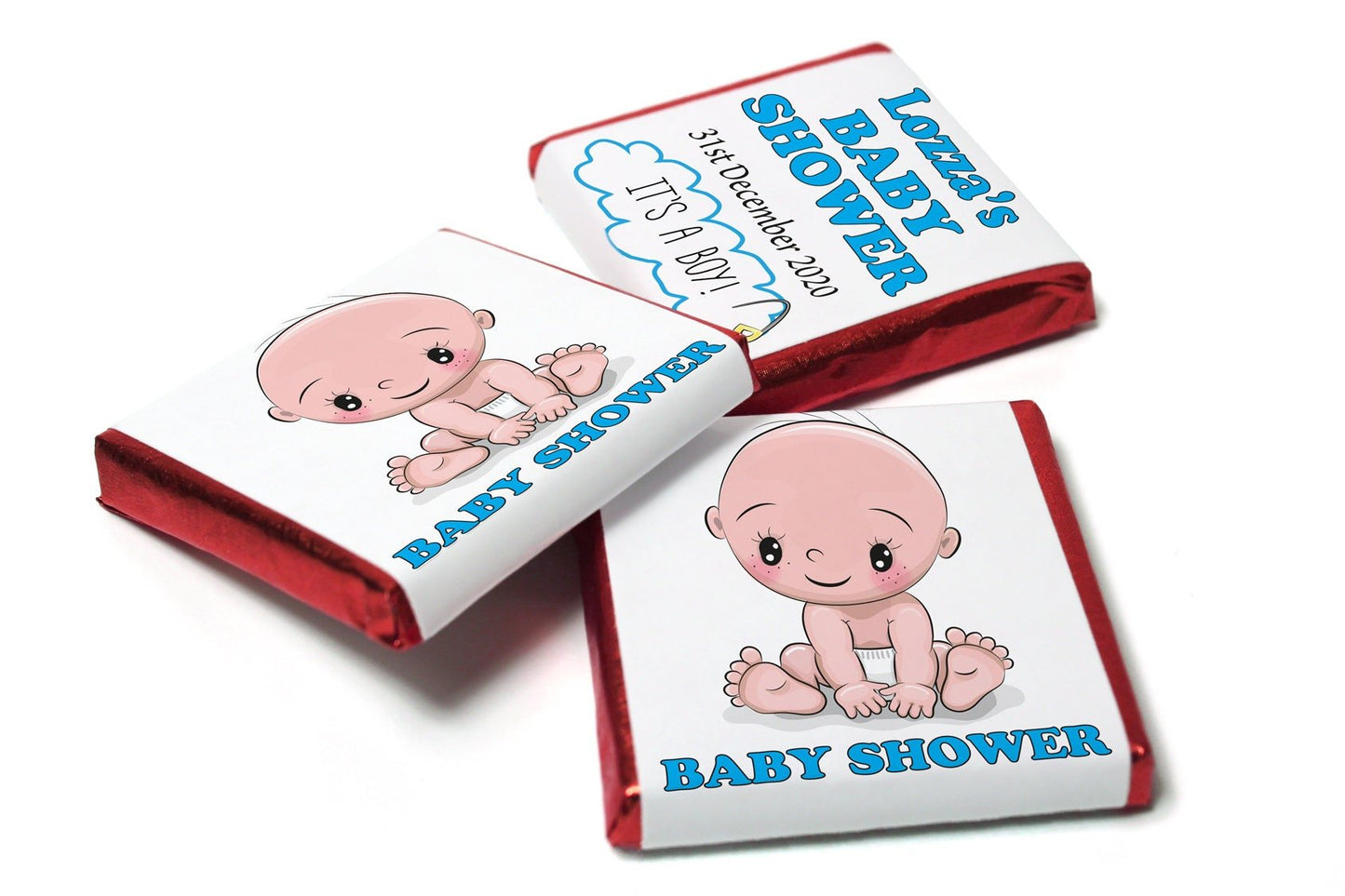 Baby Shower Chocolates - Personalised Favours - Neapolitan Chocolates - Boy V4 - Personalise4uLtd
