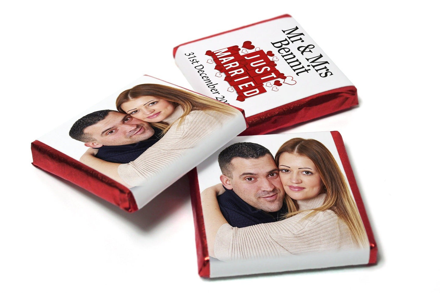 Wedding Chocolates - Personalised Wedding Favours - Neapolitan Chocolates - Mr & Mrs Image - V1 - Personalise4uLtd
