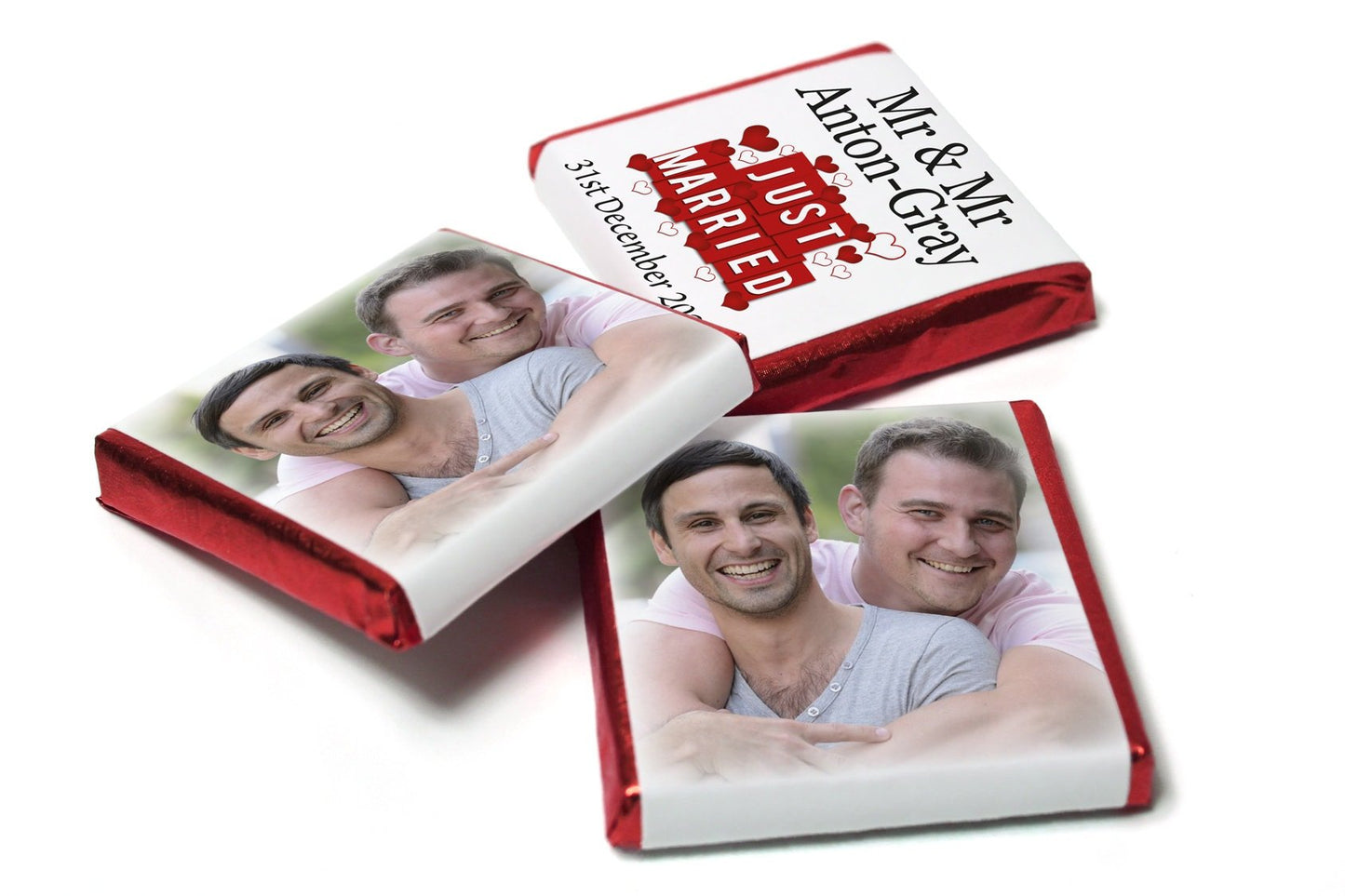 Wedding Chocolates - Wedding Favours - Neapolitan Chocolates - Mr & Mr - With Image - V1 - Personalise4uLtd