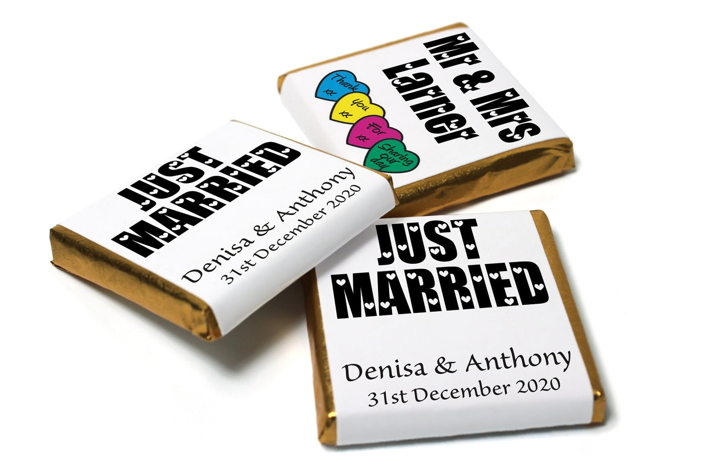 Wedding Chocolates - Personalised Wedding Favours - Neapolitan Chocolates Black Text