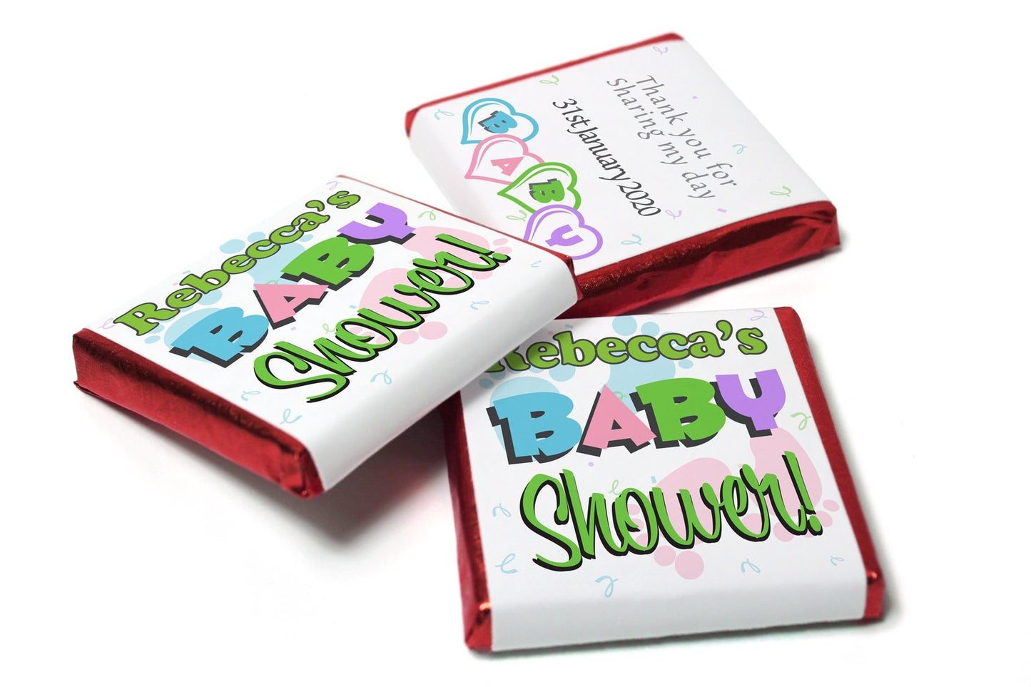 Baby Shower Chocolates - Personalised Favours - Neapolitan Chocolates - Mixed V2 - Personalise4uLtd