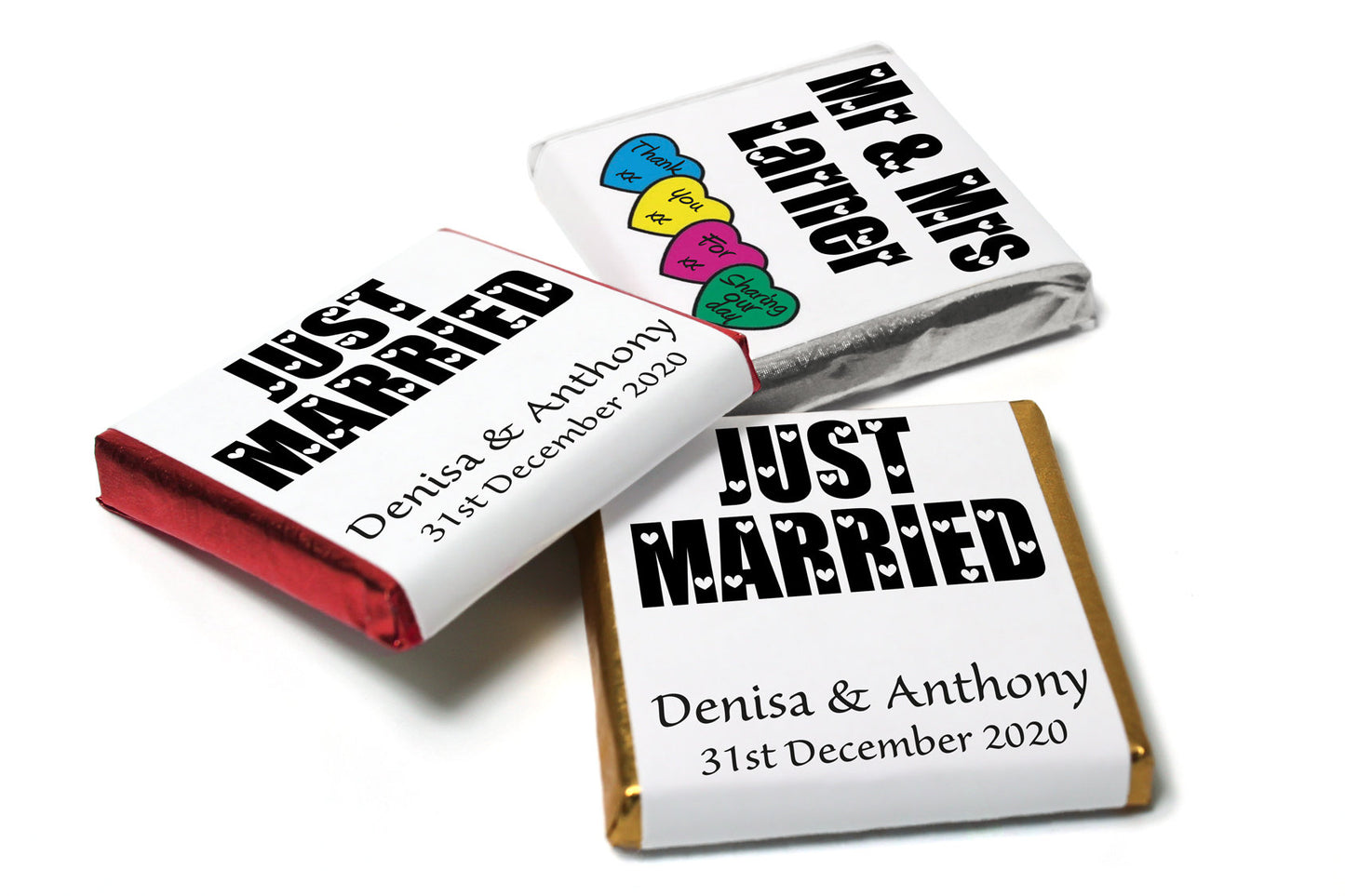 Wedding Chocolates - Personalised Wedding Favours - Neapolitan Chocolates Black Text
