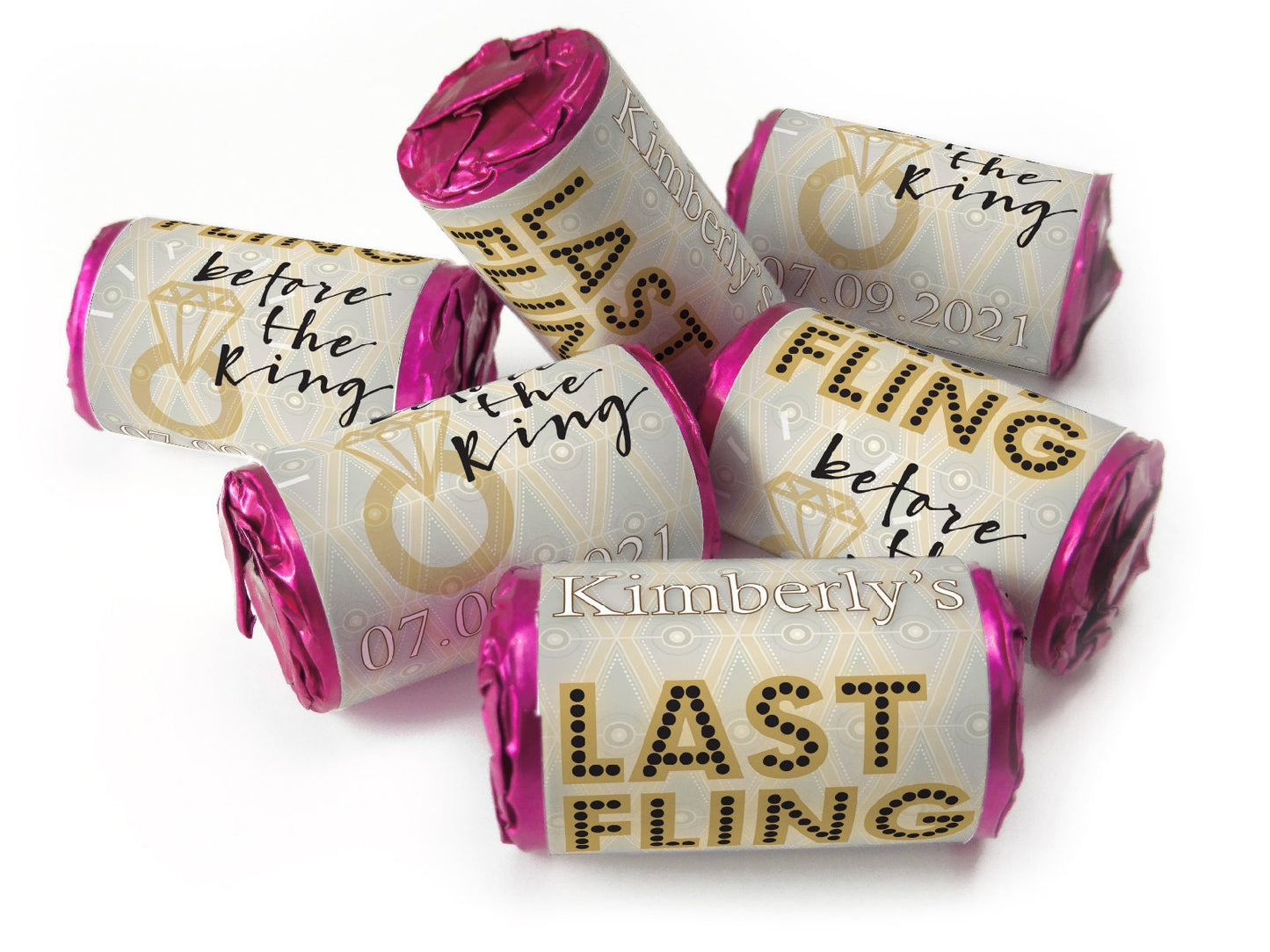 Hen Party Last Fling - Personalised Favours - Love Heart Sweets with Inner Foil choices - V4
