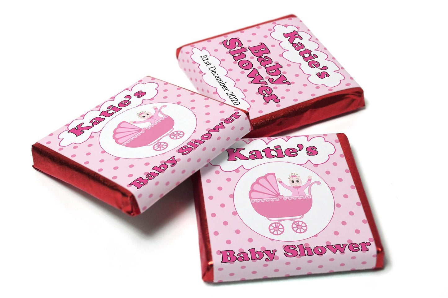Baby Shower Chocolates - Personalised Favours - Neapolitan Chocolates - Girl V1 - Personalise4uLtd