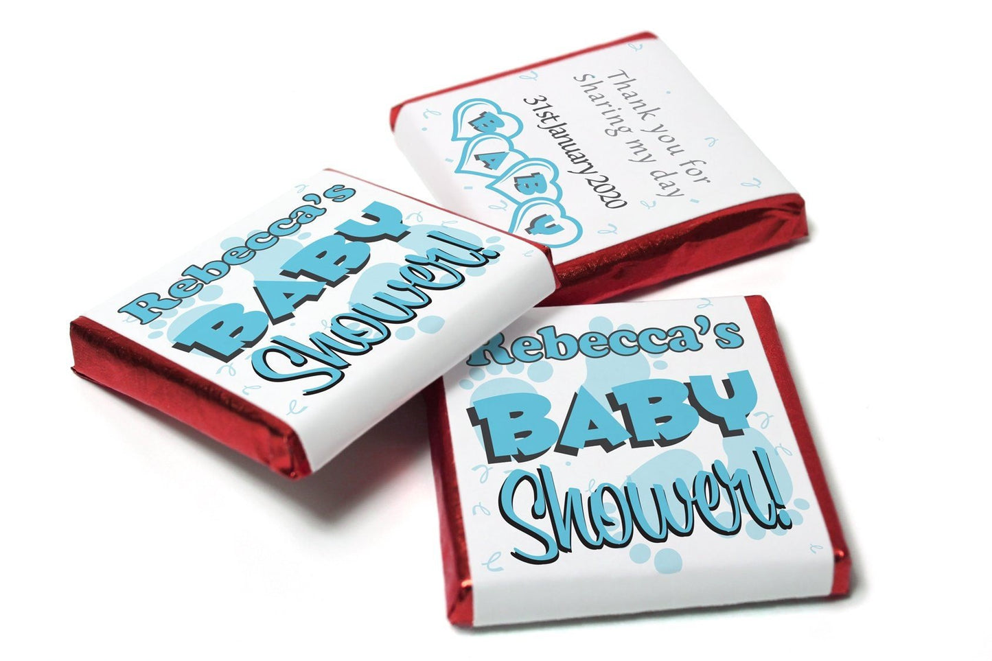 Baby Shower Chocolates - Personalised Favours - Neapolitan Chocolates - Boy V2 - Personalise4uLtd