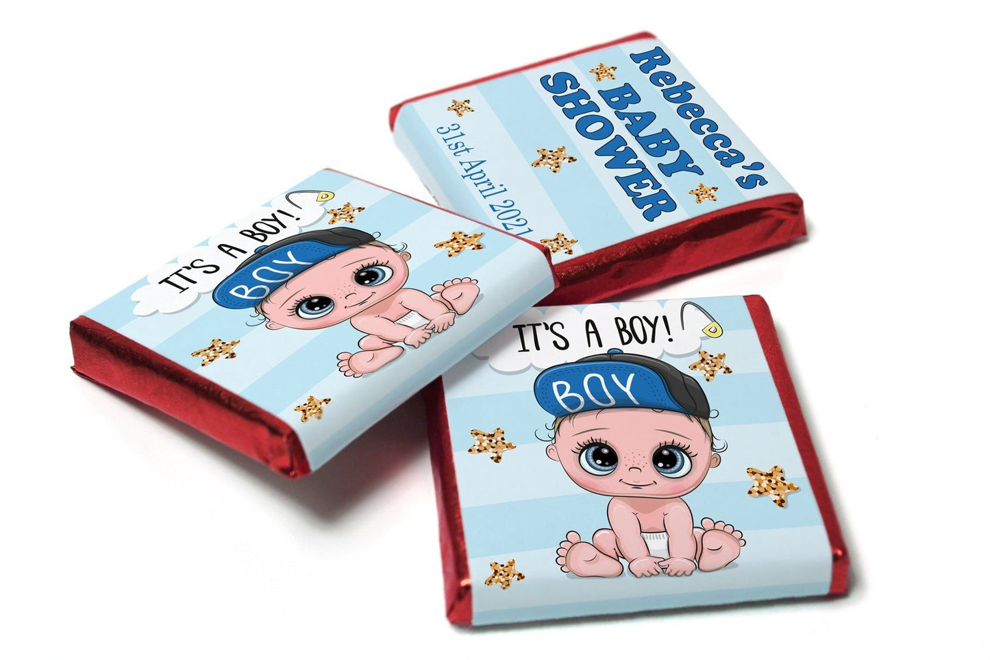 Baby Shower Chocolates - Personalised Favours - Neapolitan Chocolates - Boy V5 - Personalise4uLtd