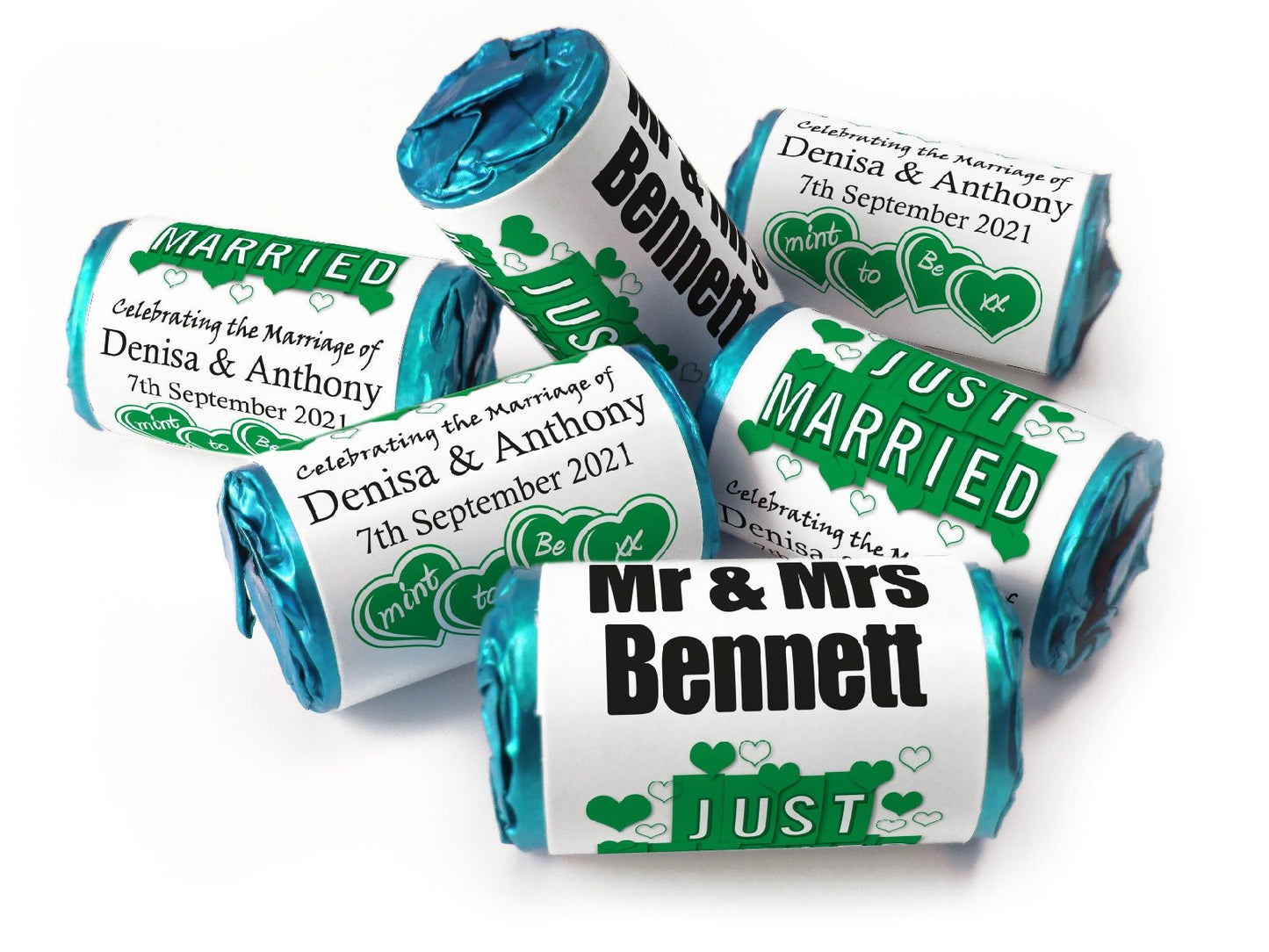 Wedding Sweets - Personalised Wedding Favours - Mini Polo Mints, Foil Choices - V2 - Personalise4uLtd