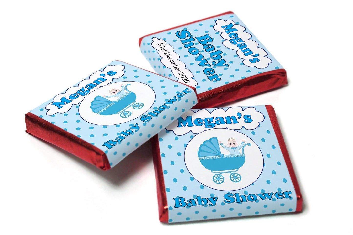 Baby Shower Chocolates - Personalised Favours - Neapolitan Chocolates - Boy V1 - Personalise4uLtd
