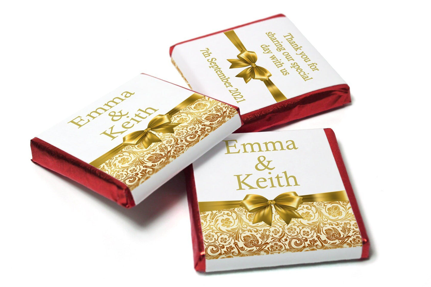 Wedding Chocolates - Personalised Wedding Favours - Neapolitan Chocolates V12 - Personalise4uLtd