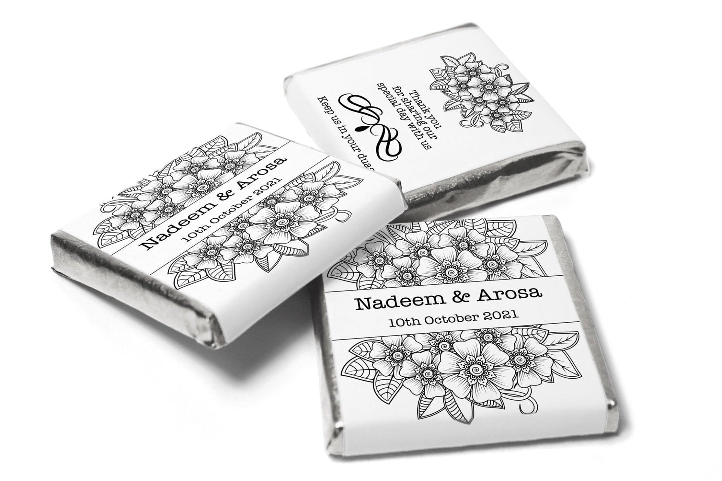 Wedding / Mehndi Chocolates - Personalised Wedding Favours - Neapolitan Chocolates V11 - Personalise4uLtd