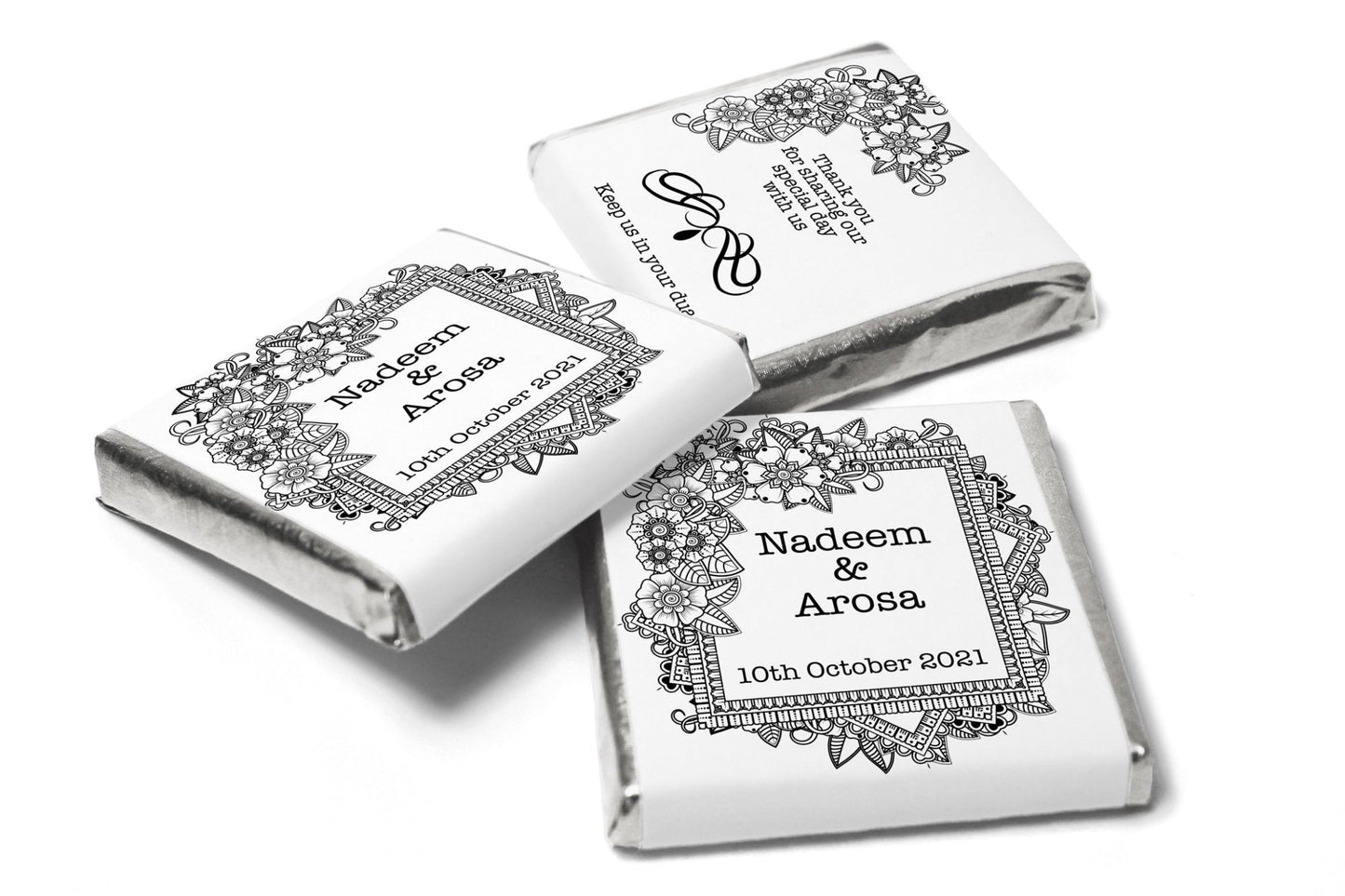 Wedding / Mehndi Favours - Personalised Wedding Favours - Neapolitan Chocolates V10 - Personalise4uLtd