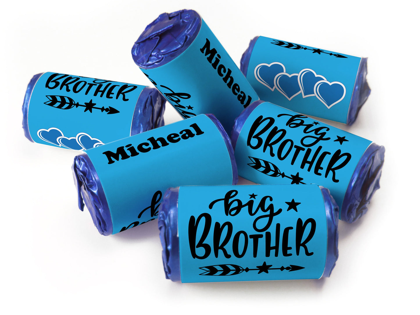 Big Brother / Little Brother - Personalised Favours - Love Heart Sweets with Inner Foil choices