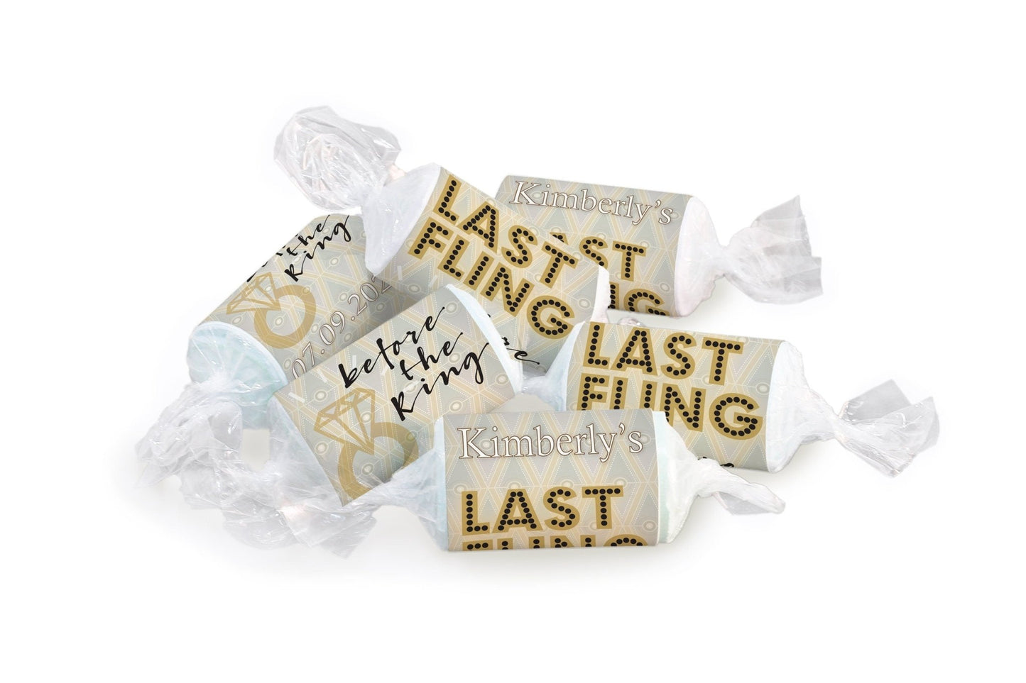 Hen Sweets - Personalised Favours - Love Heart Sweets, Last Fling - Clear ends - V4_Retro - Personalise4uLtd