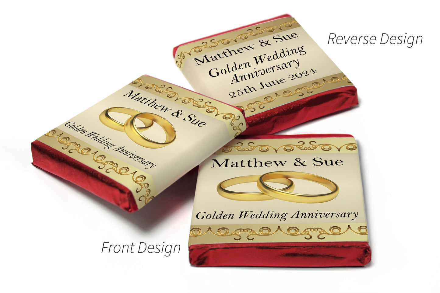 Golden Wedding Anniversary Favours - Neapolitan Chocolates V2