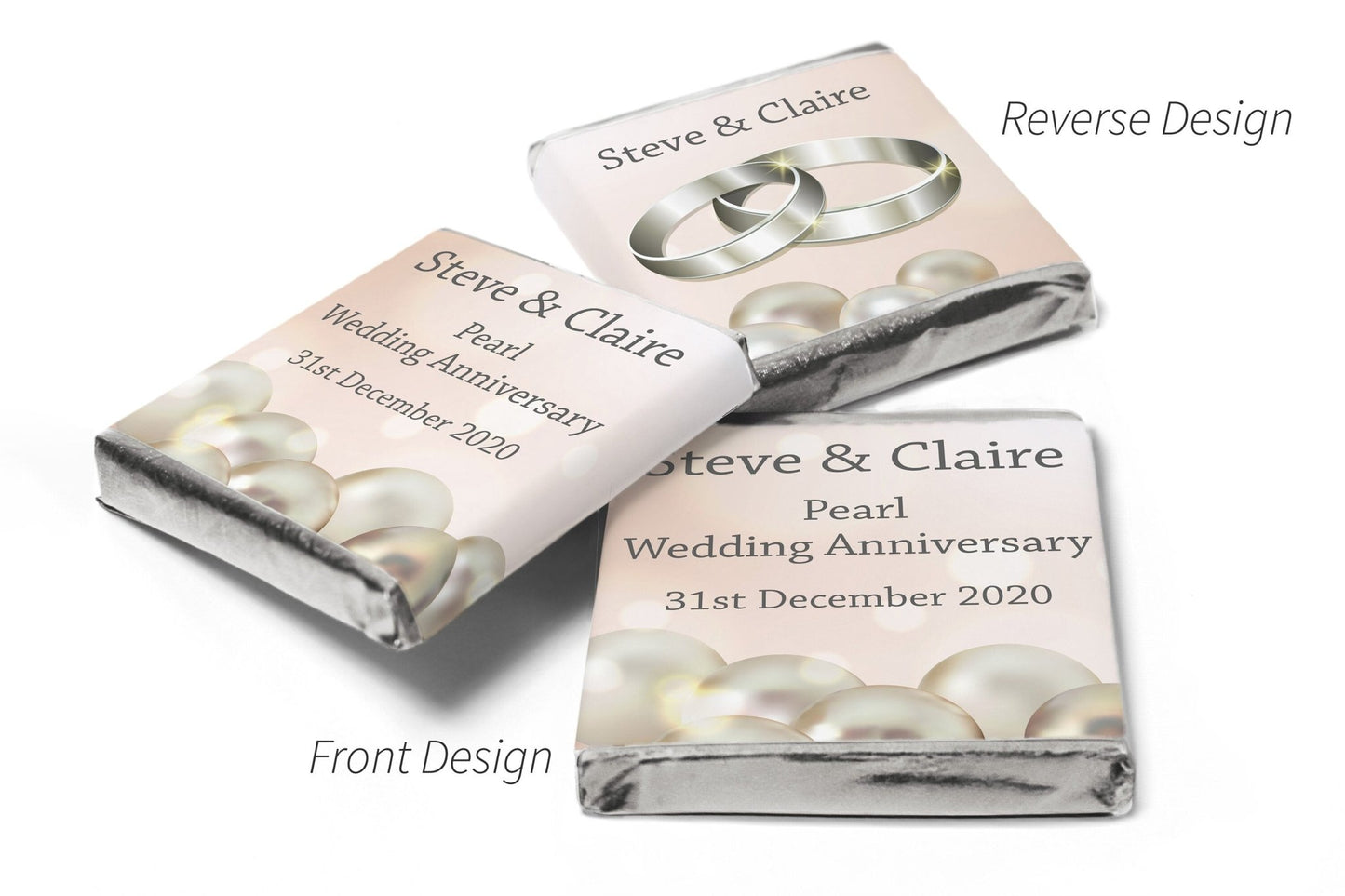 Pearl Wedding Anniversary Pearl - Neapolitan Chocolates - Personalise4uLtd