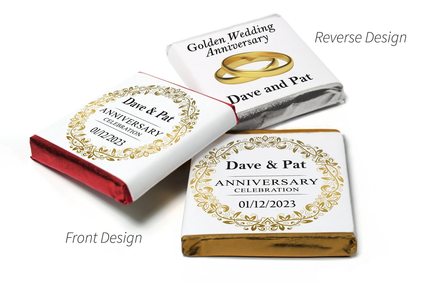 Golden Wedding Anniversary Favours - Neapolitan Chocolates V3