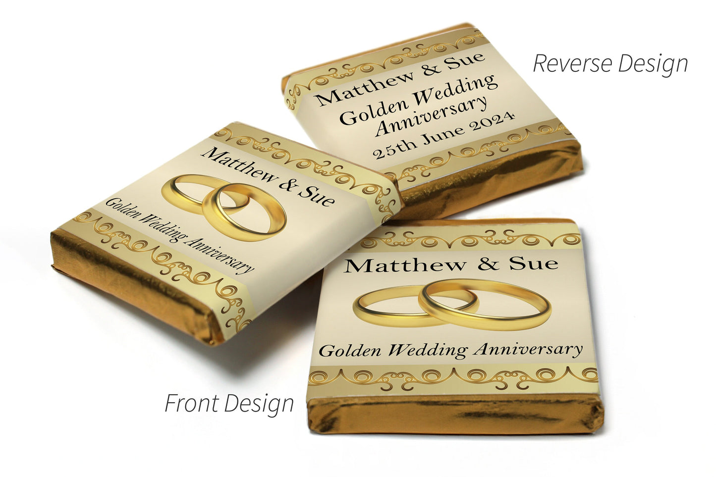 Golden Wedding Anniversary Favours - Neapolitan Chocolates V2