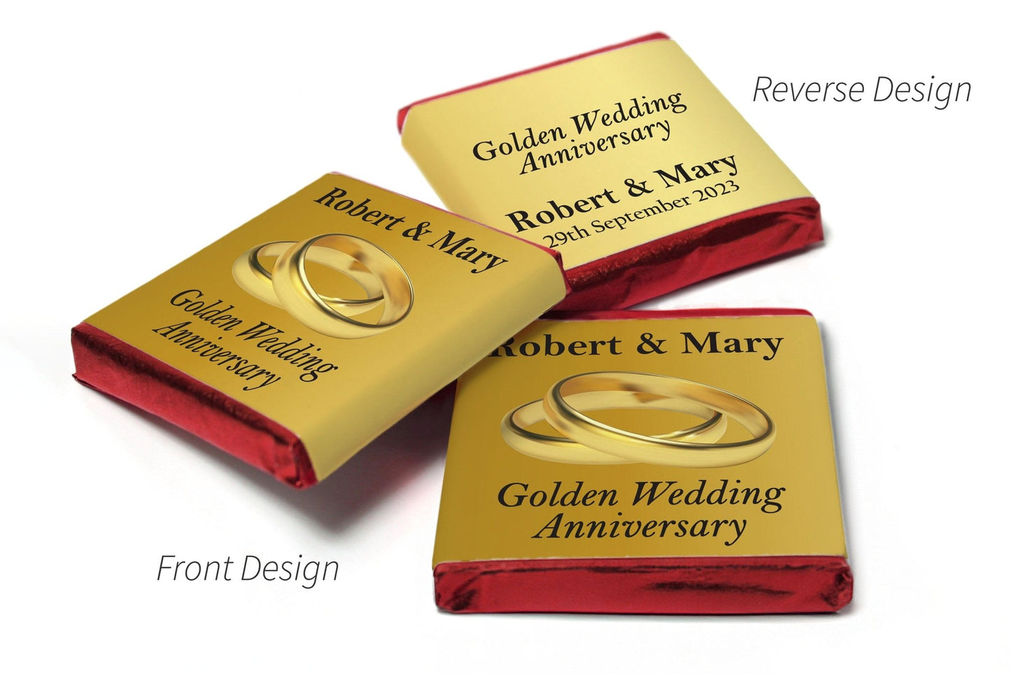 Golden Wedding Anniversary Gifts - Neapolitan Chocolates - 50th wedding anniversary gifts V1 - Personalise4uLtd