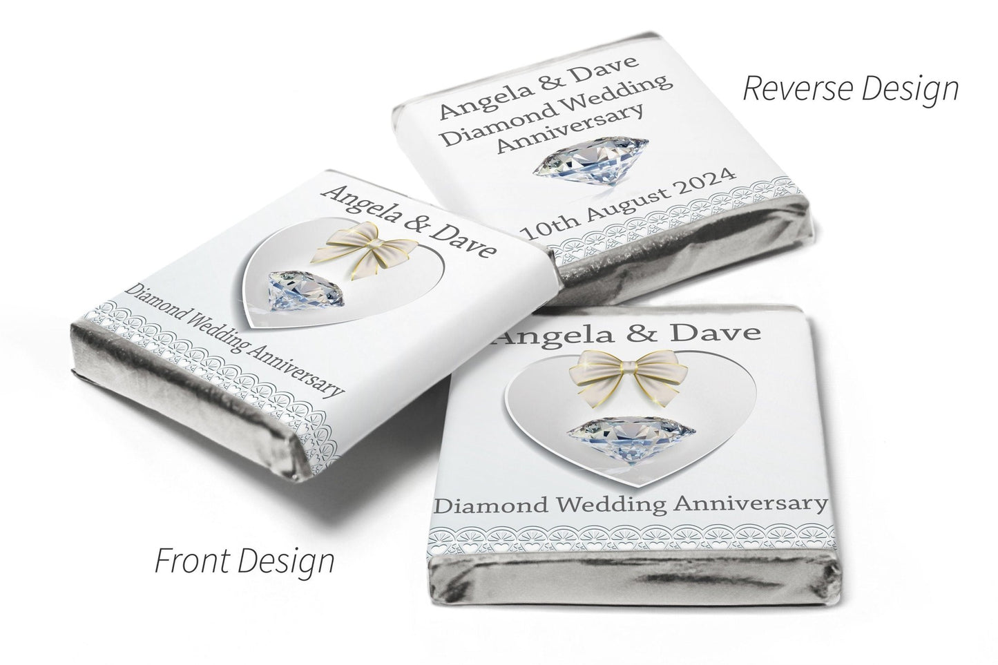 Diamond Wedding Anniversary Favours - Neapolitan Chocolates - 60th Wedding Anniversary - Personalise4uLtd