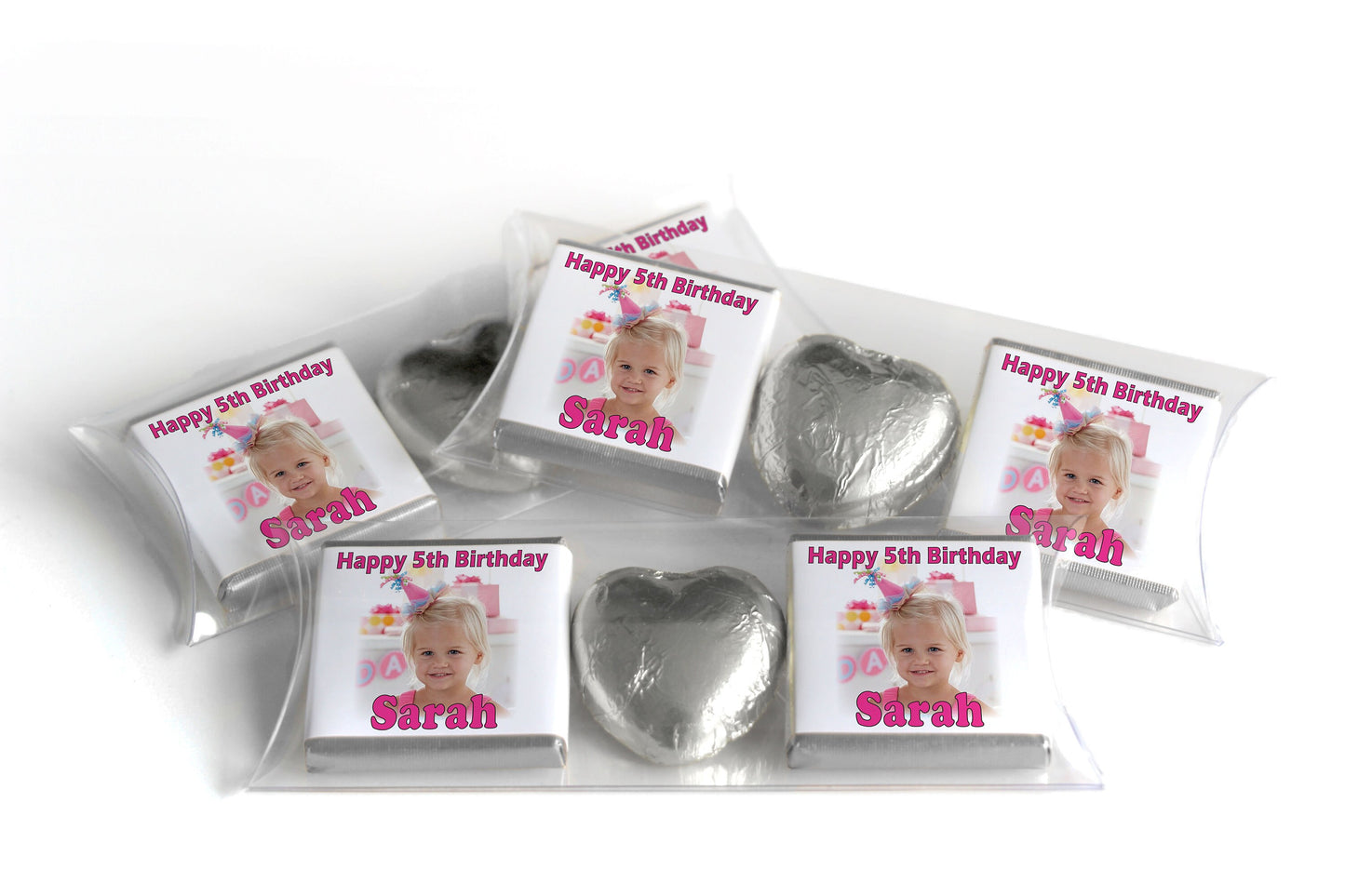 Choc Heart Trio Birthday Gifts - Birthday Girl with image - Personalised Favours - Neapolitan Chocolates
