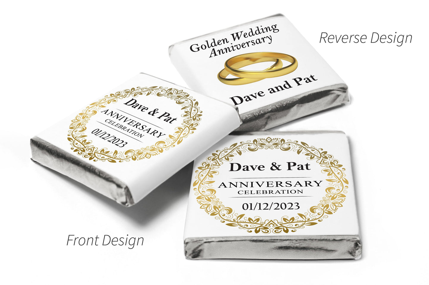 Golden Wedding Anniversary Favours - Neapolitan Chocolates V3