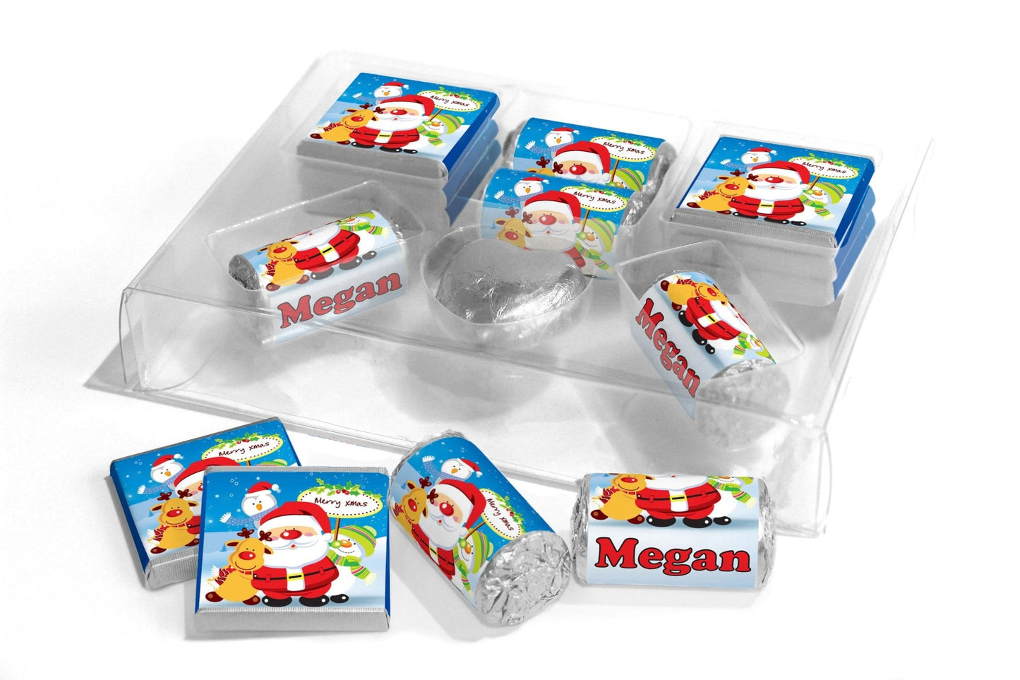 Christmas Large Combo Box - Personalised Favours - Neapolitan Chocolates/Heart/Love Heart Sweets - V1 - Personalise4uLtd