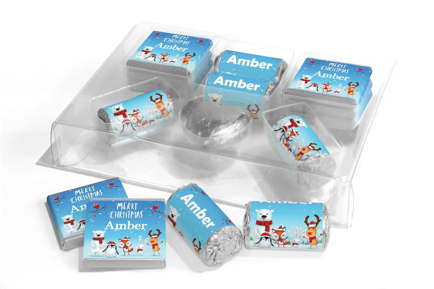 Christmas Large Combo Box - Personalised Favours - Neapolitan Chocolates/Heart/Love Heart Sweets - V7 - Personalise4uLtd