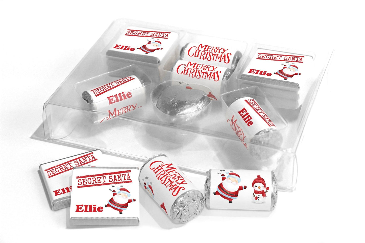 Christmas Large Combo Box - Personalised Favours - Neapolitan Chocolates/Heart/Love Heart Sweets - Secret Santa - Personalise4uLtd