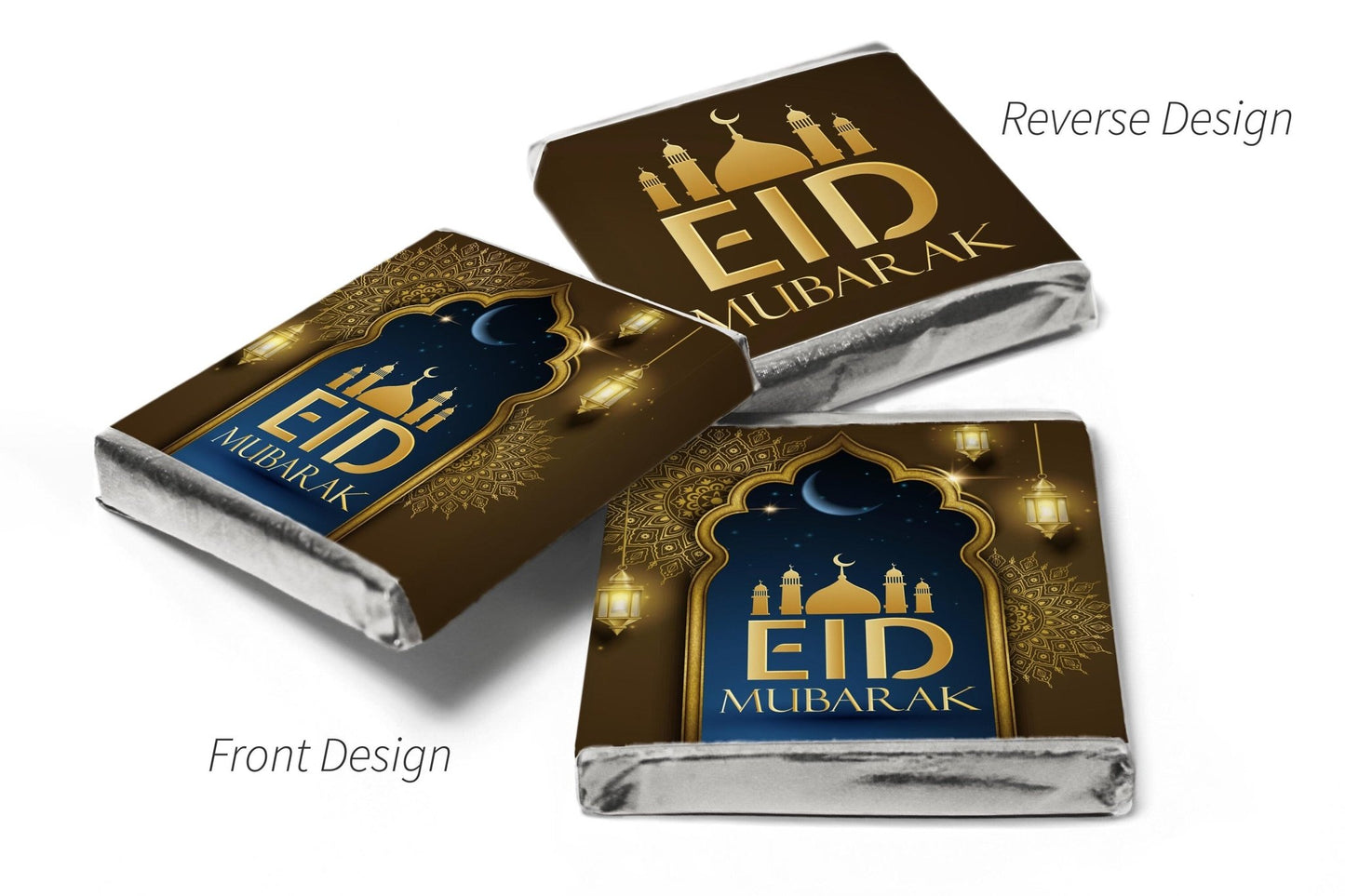 EID Mubarak Chocolates - Favours - Neapolitan Chocolates - V3 - Brown - Personalise4uLtd