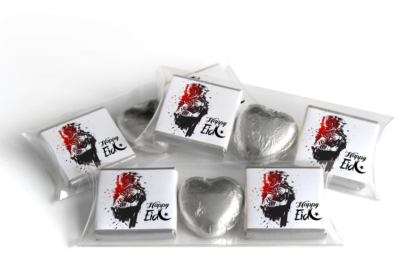 EID / Ramadan Kareem Heart Trio Day Chocolates - Neapolitan Chocolates - V0 - Personalise4uLtd