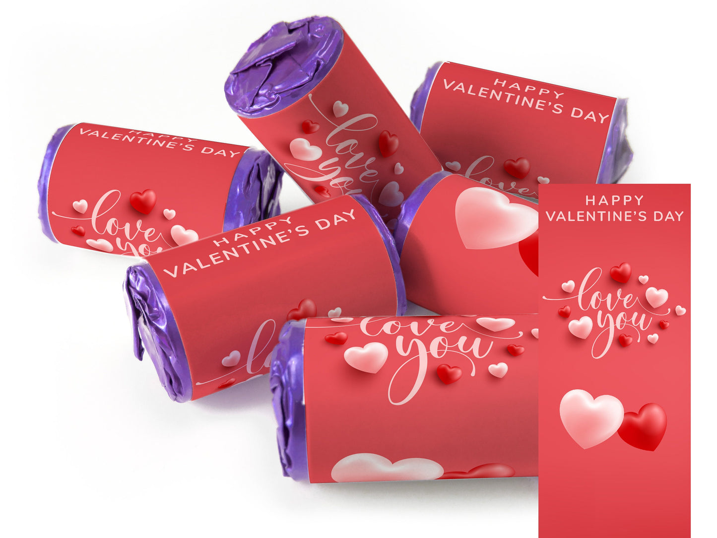 Valentines Day Favours - Love Heart Sweets with Inner Foil choices - Valentine V5