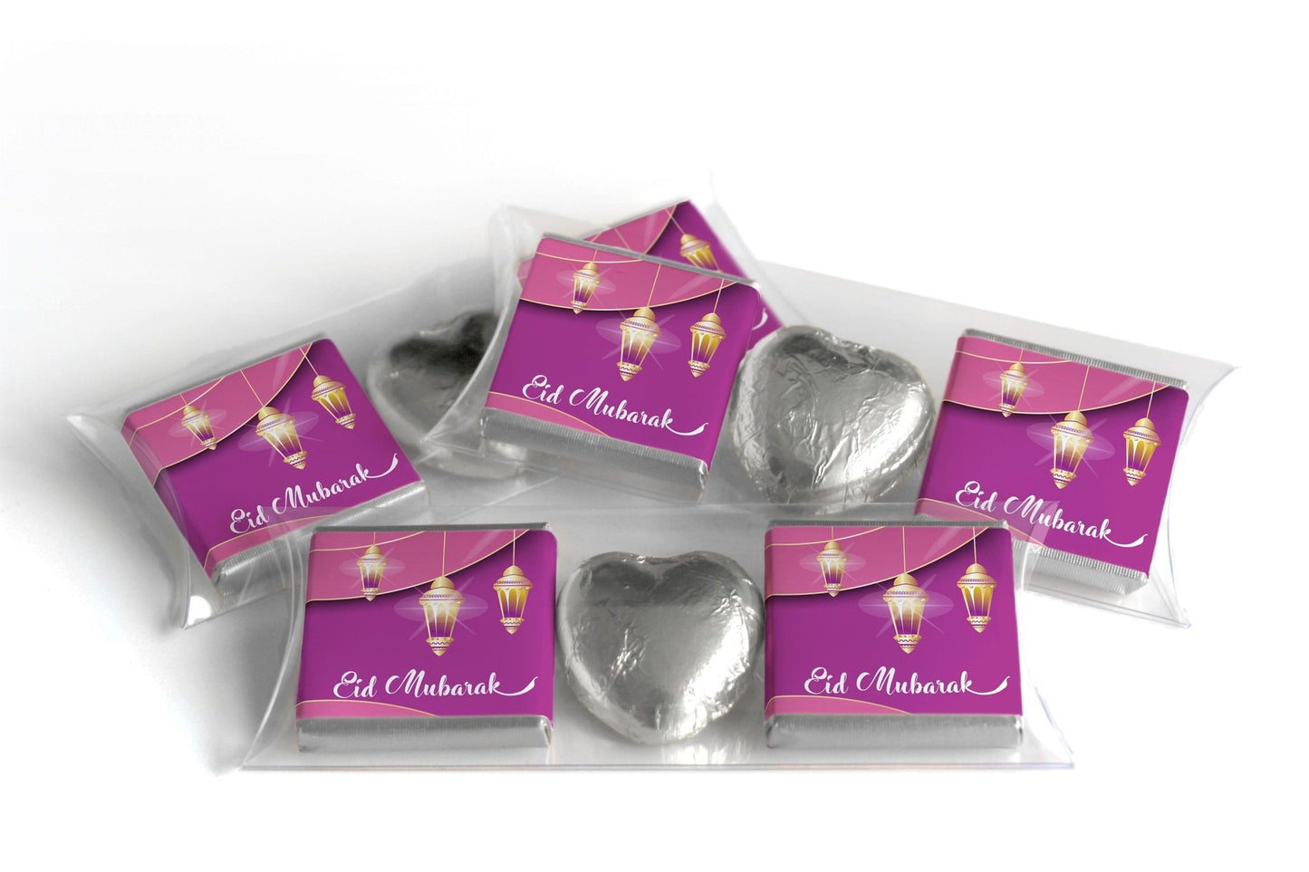 EID / Ramadan Kareem Heart Trio Day Chocolates - Neapolitan Chocolates - V6 - Personalise4uLtd