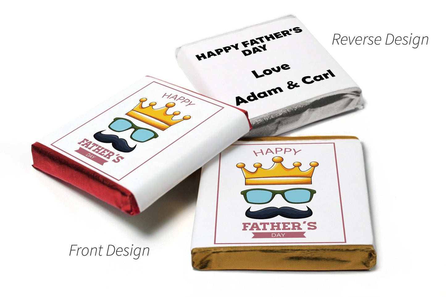 Choc Heart Trio Fathers Day Chocolates - Neapolitan Chocolates - V2 - Personalise4uLtd