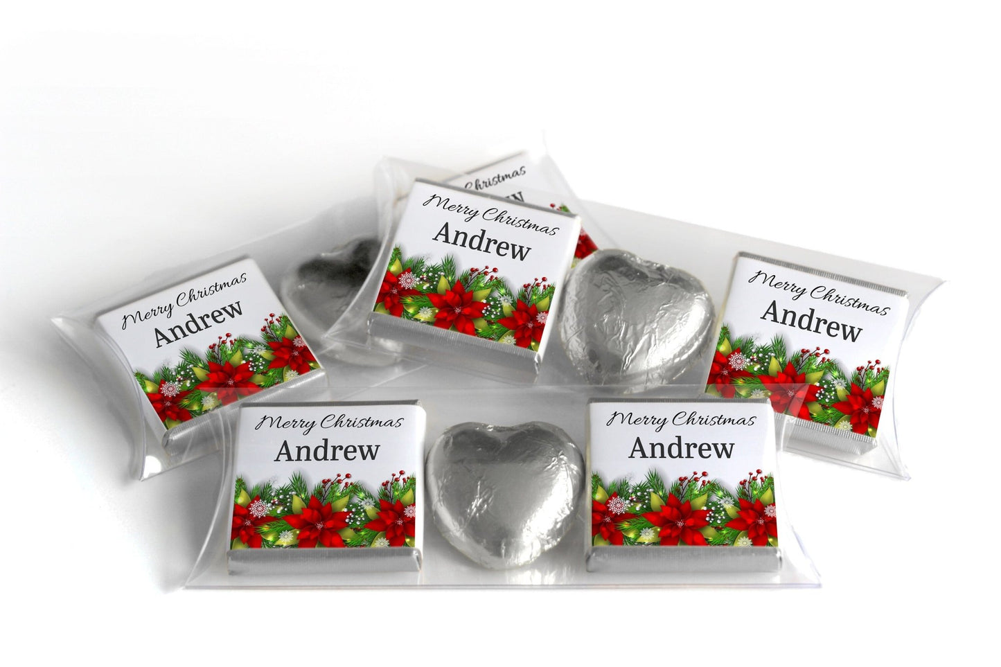 Christmas Chocolate Trio - Personalised Favours - Neapolitan Chocolates & Chocolate Heart - V9 - Personalise4uLtd