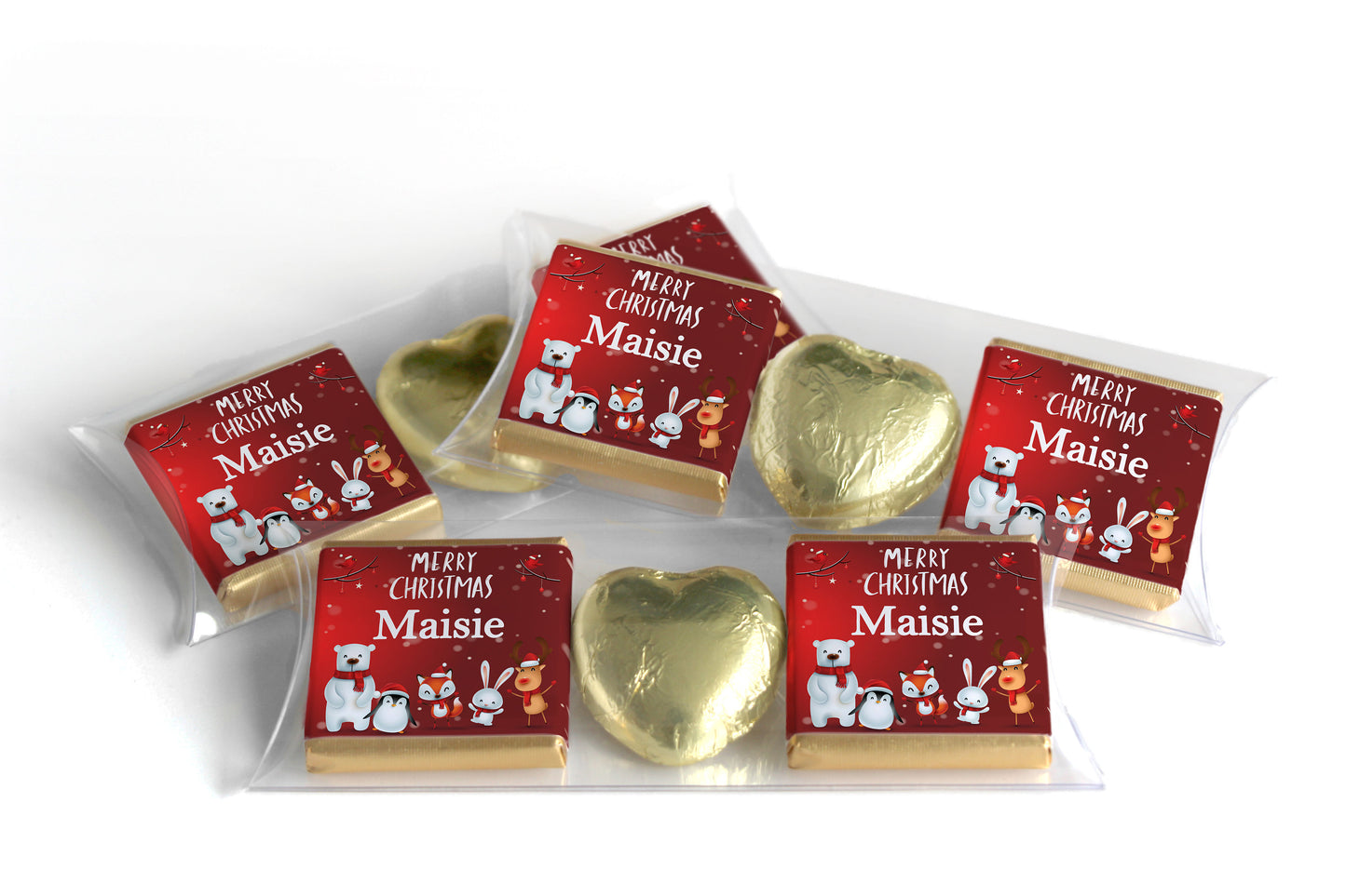 Christmas Chocolate Trio - Personalised Favours - Neapolitan Chocolates & Chocolate Heart - V7