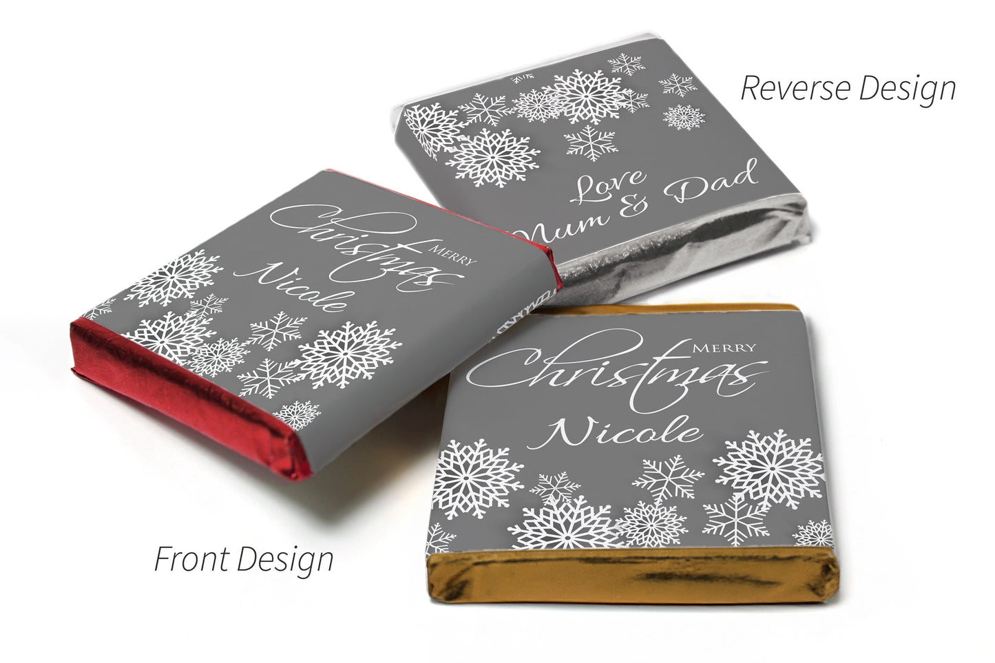 Christmas Chocolate Trio - Personalised Favours - Neapolitan Chocolates & Chocolate Heart - V8