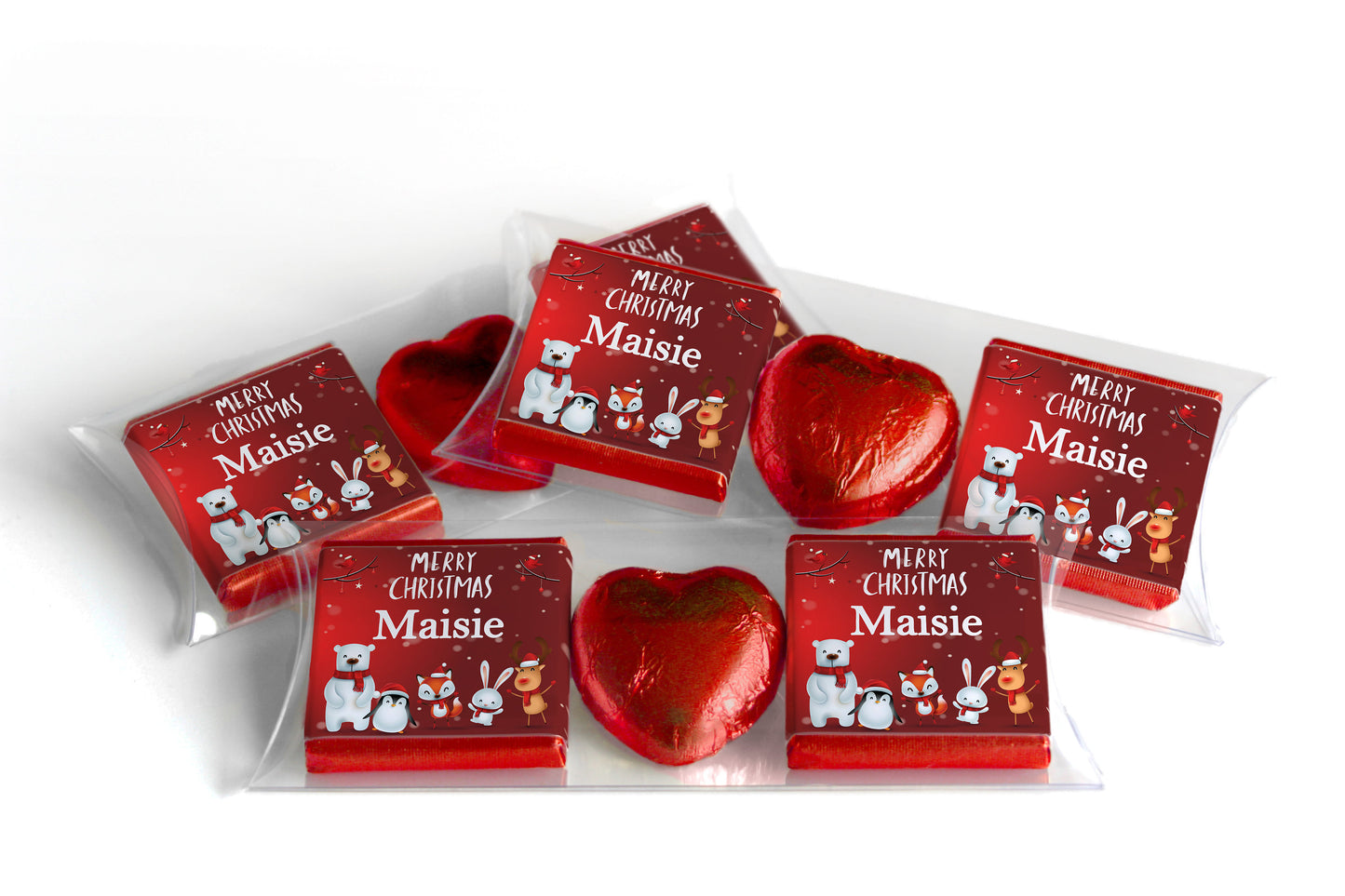 Christmas Chocolate Trio - Personalised Favours - Neapolitan Chocolates & Chocolate Heart - V7