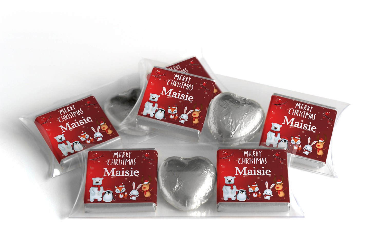 Christmas Chocolate Trio - Personalised Favours - Neapolitan Chocolates & Chocolate Heart - V7