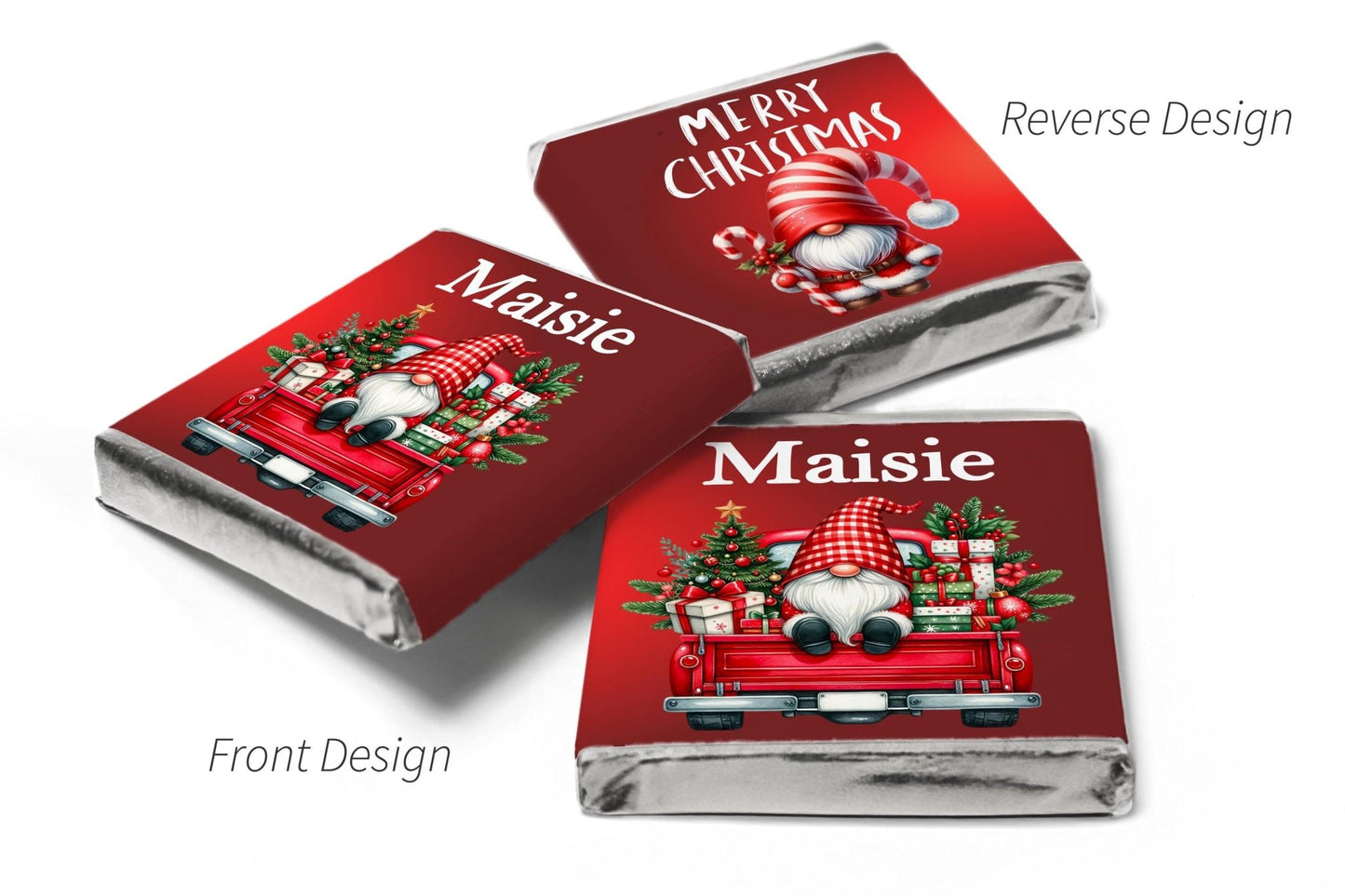 Christmas Gonk Chocolates - Personalised Favours - Neapolitan Chocolates Gnome - V14 - Personalise4uLtd