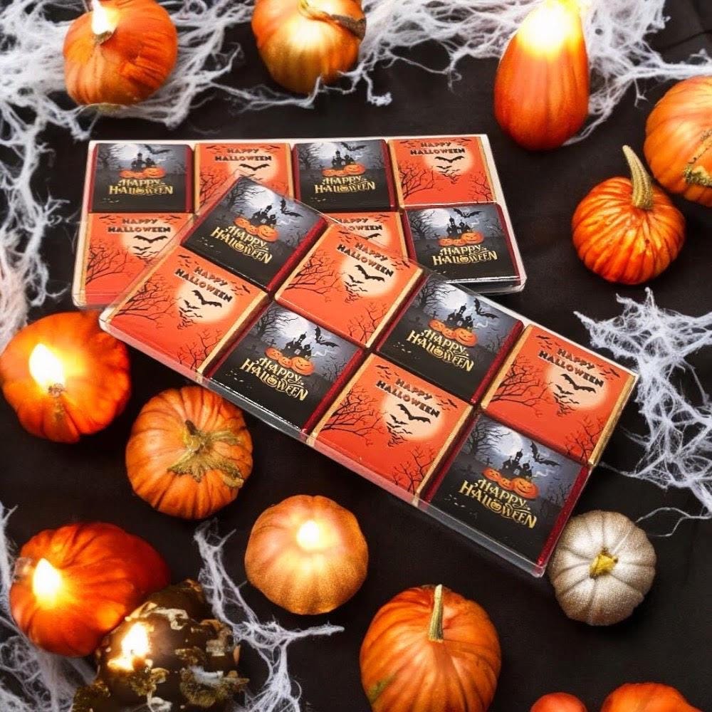 8 x Halloween Chocolates - Chocolates in a plastic acetate sleeve - Personalise4uLtd